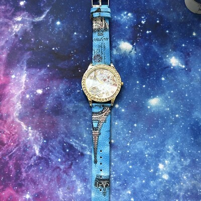 Blue Paris France Eiffel Tower Watch with Gold Trim And  display picture 1