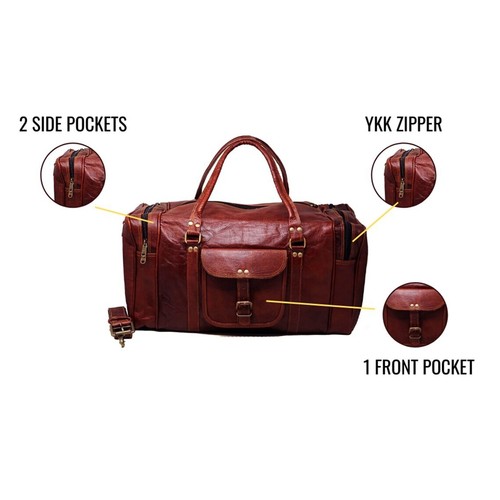 Grand Sac De Voyage Vintage En Cuir Marron - Homme - Bandoulière Weekend