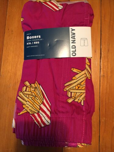 Old Navy 100% woven cotton boxer shorts XXL Soft Washed Nice 👍FRENCH FRIES 🍟 - Picture 1 of 6