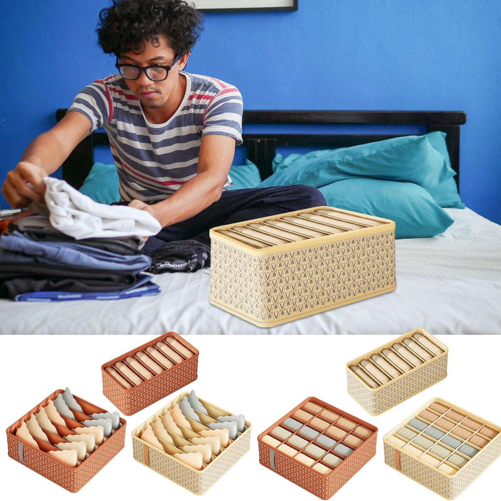 Underwear Bra Fabric Socks Box Storage Organizer Drawer Divider With Compartmen