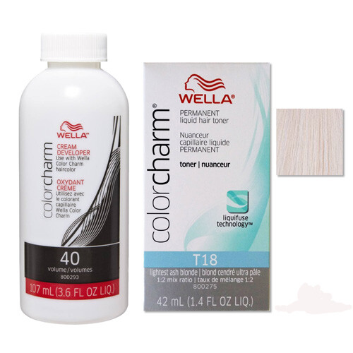 Wella hair Color T18 + Developer vol.40 3.6oz eBay