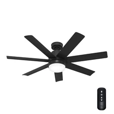 Hunter Fan 52 inch Casual Matte Black Ceiling Fan with Light and Remote Control