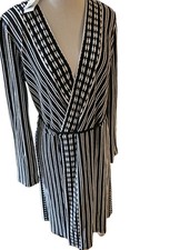 NEW W/ Tags - Tory Burch Jacquard Striped Wrap Dress XL Navy RETAIL $395