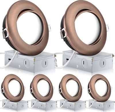 6 PCS Oil Rubbed Bronze 4 Inch Led Recessed Lights Adjustable Led Eyeball Lights