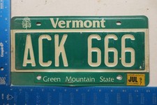 Vermont License Plate Tag 1997 97 Devil Satan AntiChrist ACK 666 Natural #2