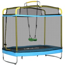 Toddler 3-in-1 Trampoline with Swing, Enclosure  Bar for Indoors or Outdoors