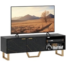 HOMCOM TV Unit TV Stand Cabinet with Shelves and Storage Cupboard Black