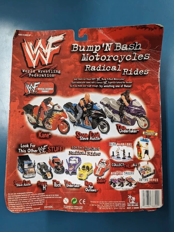Figura Steve Austin WWF Bump N Bash Motocicleta Paseos Radicales Stone Cold NUEVO EN PAQUETE NUEVO Foto 2 de 2
