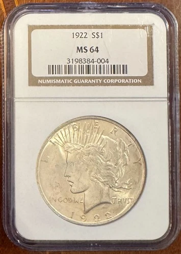 1922 NGC MS64 Peace Silver Dollar