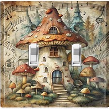 Metal Light Switch Outlet Cover Wall Plate Folksy Fantasy Mushroom Music MRM115