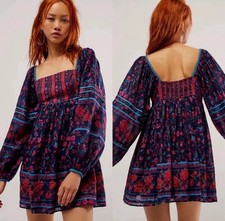 Free People Endless Afternoon Smocked Mini Dress With Pockets XS NWT $148 MSRP