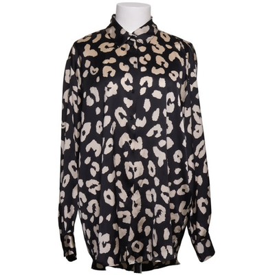 Zara, Bluse, Größe: L, Schwarz/Beige, Leopard, Satin, Damen #RmV