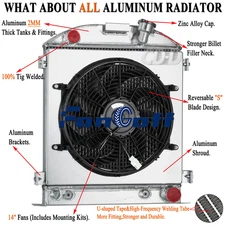 4 Rows Radiator+Shroud Fan For 1930-1938 37 Ford HI BOY Hot Rod Chopped Chevy V8