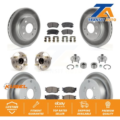 Front Rear Hub Bearing Coated Brake Rotor Pads Kit (10Pc) For Hyundai Accent Kia