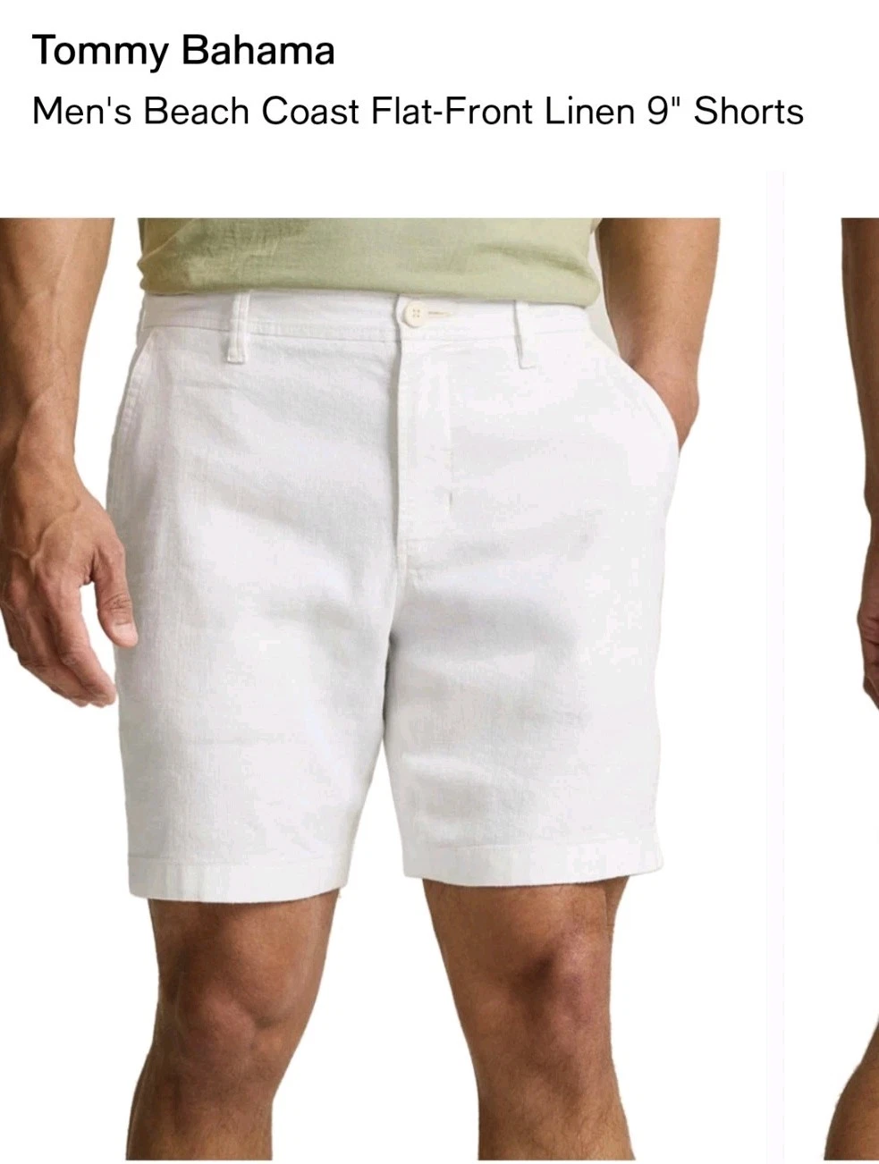 Tommy Bahama White Beach Flat Front Linen 9 Inches Shorts Size 42