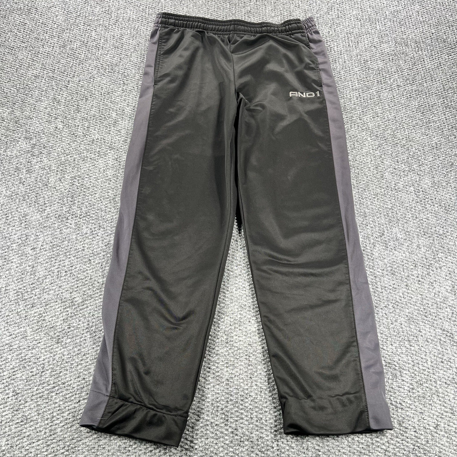 Vintage AND1 Track Pants Men Medium Black Y2K Logo Embroidery Basketball