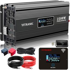 YITRANIC 2500W Pure Sine Wave Inverter 12V DC to 120V AC, with164ft