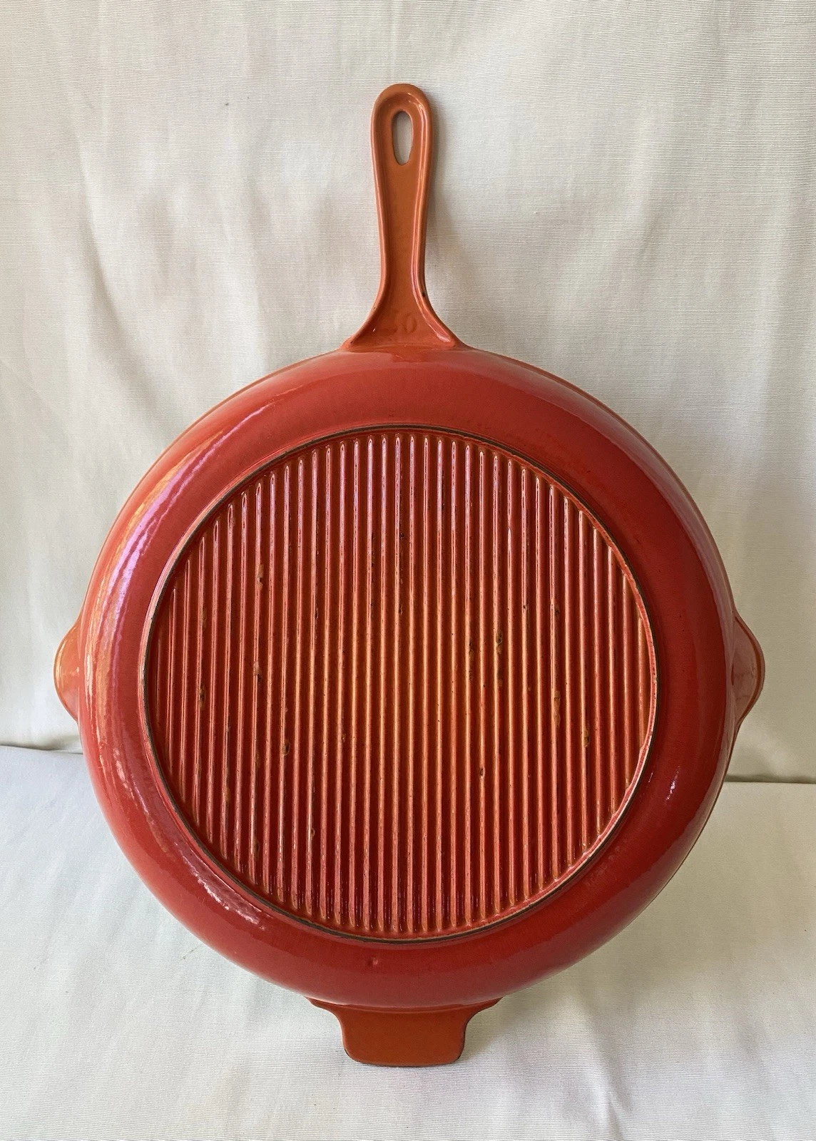 Le Creuset Vintage Cast Iron Enamel 12” Skillet #30 Flame Orange Made In France