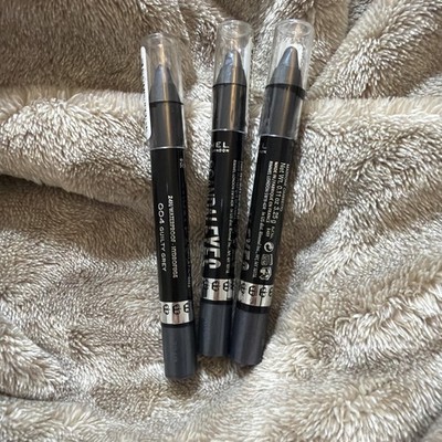 Lot Of 3 Rimmel Scandaleyes Eyeshadow Stick Crayon #004 Guilty Grey FLAW