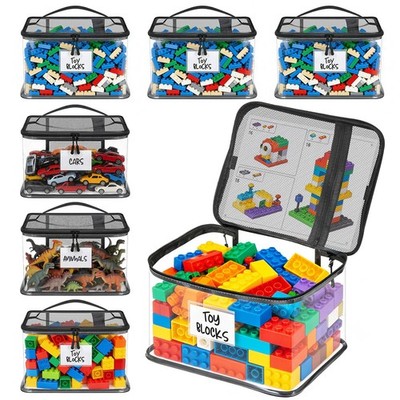 Ameleis 6 Pack Large Toy Storage Bags Clear Toy Organizer Labels Waterproof Pvc