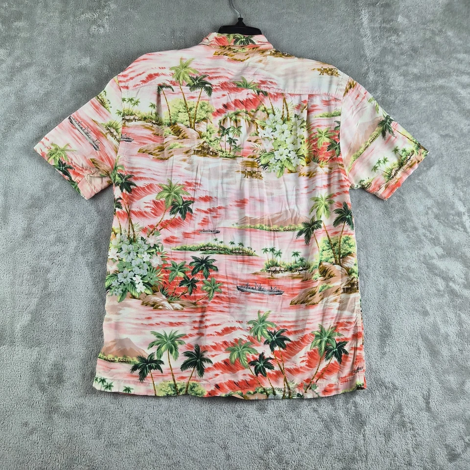 Camisa de campamento RRL Ralph Lauren rosa tropical palmera a medida isla hawaiana Aloha Foto 2 de 4
