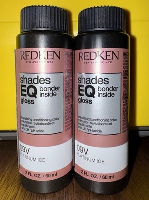 ** 2 PACK! 09V PLATINUM ICE REDKEN SHADES EQ EQUALIZING CONDITIONING COLOR GLOSS