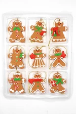 Set of 9 Small Christmas Gingerbread Ornaments. Wizardi Festive Decoration F0...