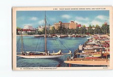 Postcard Yacht Basin showing Soreno Hotel and Yacht Club St. Petersburg Florida