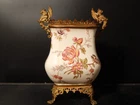 Antique Cache Pot Jardiniere Porcelain Bronze Supports 1800 France