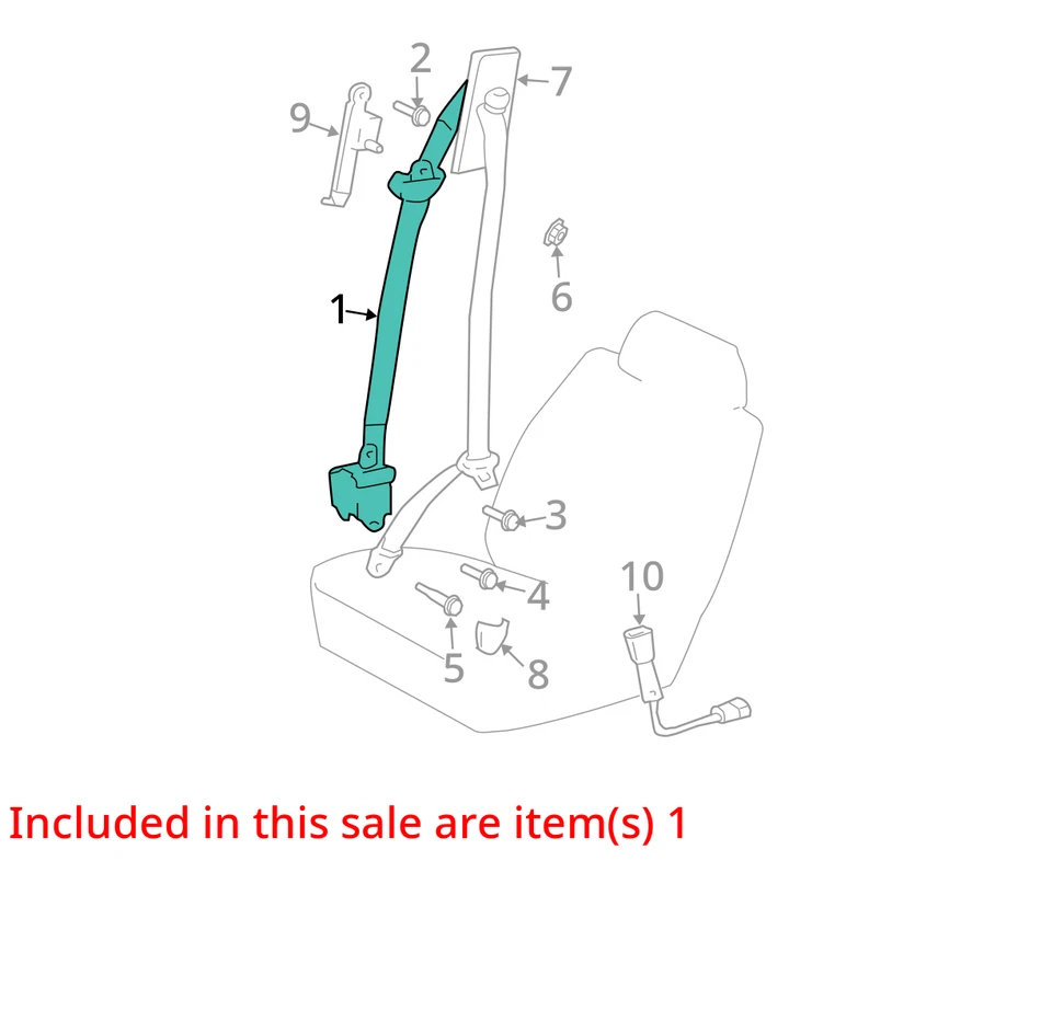 Seat Belt Front Bucket Passenger Retractor Fits 03-09 4 RUNNER 10244251 - Image 4 of 4