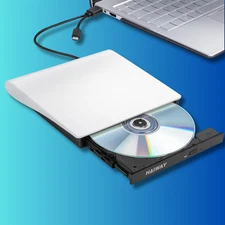 Slim External CD DVD RW Drive USB 3.0 Writer Burner Player White For Laptop PC