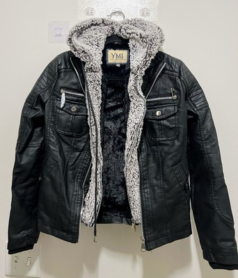 YMI Women's Junior Full Length Puffer Jacket with Detachable Sherpa Hood size S
