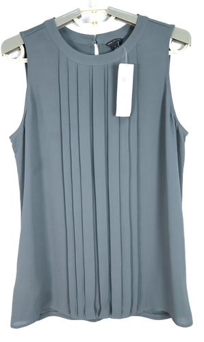 NWT ANN TAYLOR Women's Polyester Tank Top Pleated Dark Gray Size S $54.50
