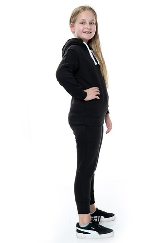 Kids Boys Girls Plain Tracksuit PE School Pullover Hoodie Jogger Fleece Bottom - Picture 3 of 16