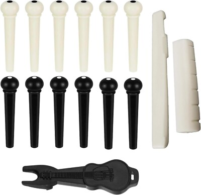 12Pcs Acoustic Guitar Bridge Pins, Guitar String Pins Pegs with Bridge Pin Pulle