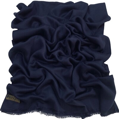 Marineblau Fransen Einfarbig Nepalesisch Tuch Schal Halstuch Pashmina CJ Apparel NEU