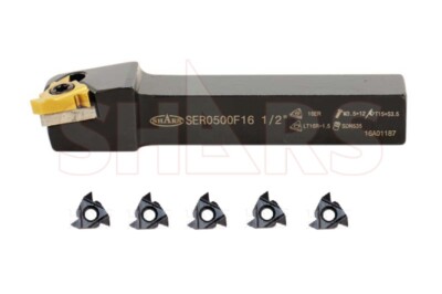 Shars 1/2 RH Indexable Threading Tool Holder + 5pcs ER16 Insert Certificate P]