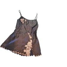 Victoria's Secret Black End Brown Lace Accents Sleeping Dress Size Medium