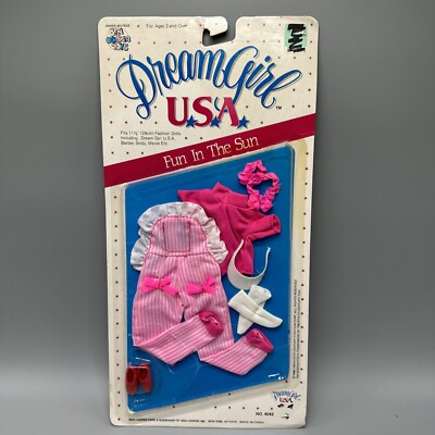 1986 Dream Girl USA Fun In The Sun Overalls Visor Shoes Ben Cooper NEW
