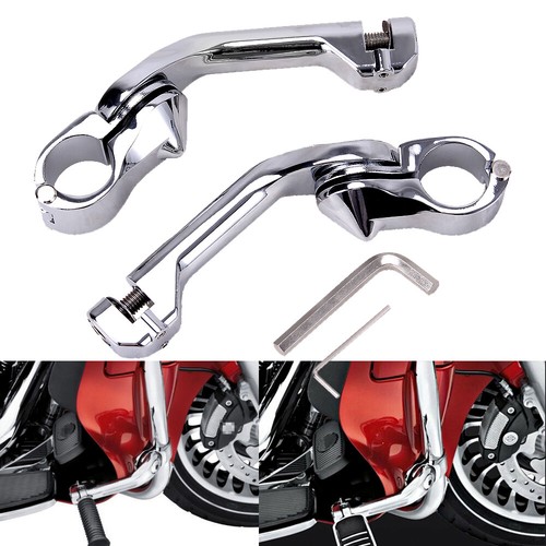Chrome Highway Foot Pegs Peg 1 1/4" 32mm Long Angled Mount Kit For