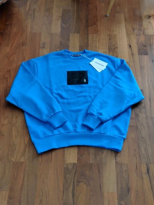 Acne Studios Sweatshirt L Tape Herrenpullover Blau schwarz Neu
