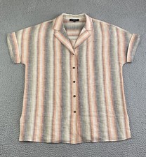 Lafayette 148 NY Women 100% Linen Short Sleeve Lagenlook Tunic Top Size Medium