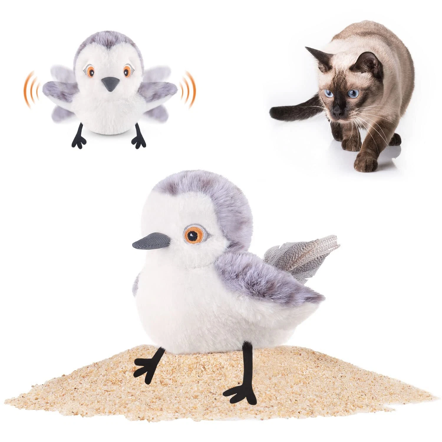 Cat Toys Flapping Bird Touch Activated Rechargeable Kitten Toy