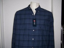 MEN'S NWT CHAPS LEAD TABLE PEACOAT BLUE BLACK CHECK SHIRT SIZE XL $60