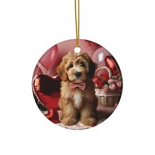 Valentine Labradoodle Puppy Ceramic Ornament