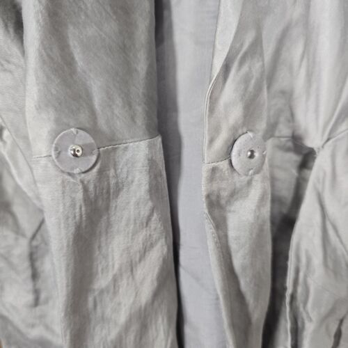 Eileen Fisher Notch Collar Front Tie Jacket Steel Satin Size Small Crinkled - Picture 4 of 9