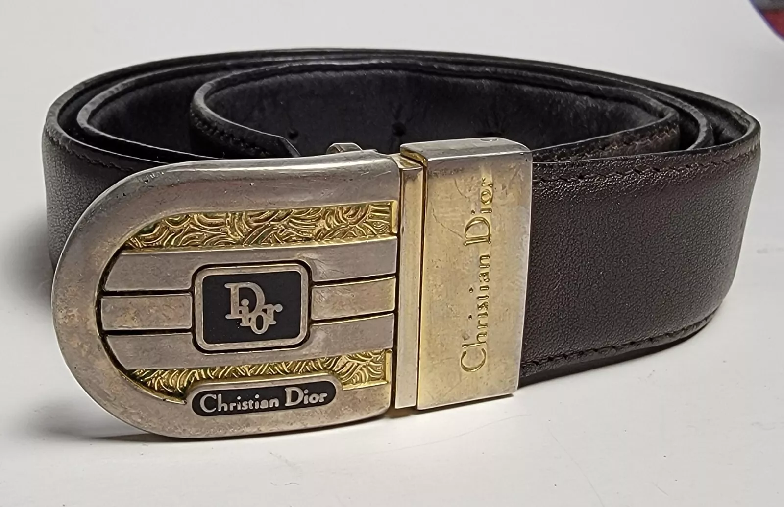 Ceinture homme vintage authentique cuir Gianni Versace réversible 1