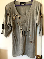 Amazing 1970  s True Vintage Ladies Grey Highly Embellished  Disco  Top