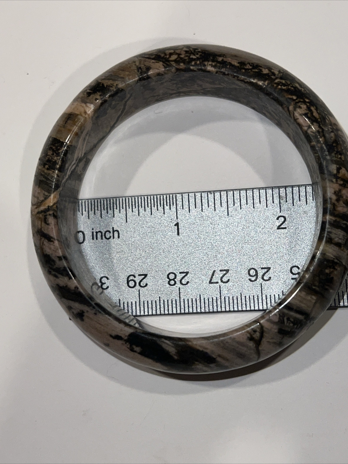 Real Stone Solid Bangle Bracelet - Agate? Grayish… - image 6