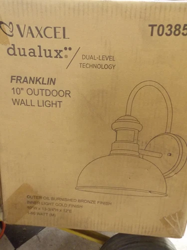 Vaxcel Motion Sensor Outdoor Wall Light,10" Franklin 1-Light,Oil Burnished BNZ - Picture 2 of 2